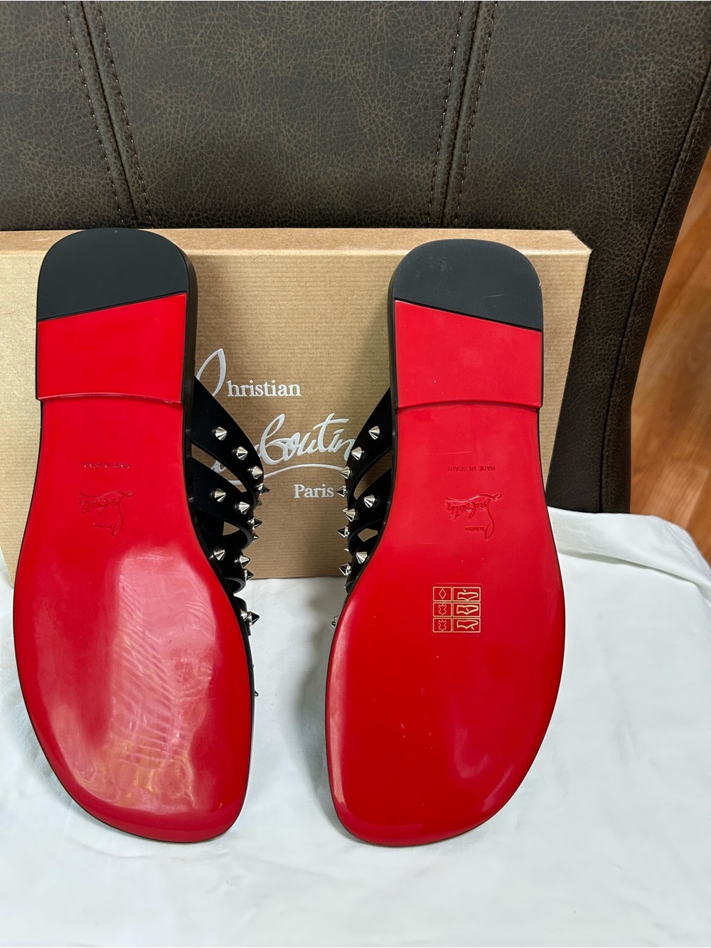 Christian Louboutin Charja Black Studded Multi-Strap Slide Sandals NIB - Picture 4 of 7
